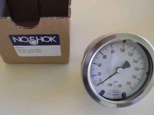 Noshok 25-911 200 Natl Sanitizer 1/4 NPT Back Conn Pressure Gauge