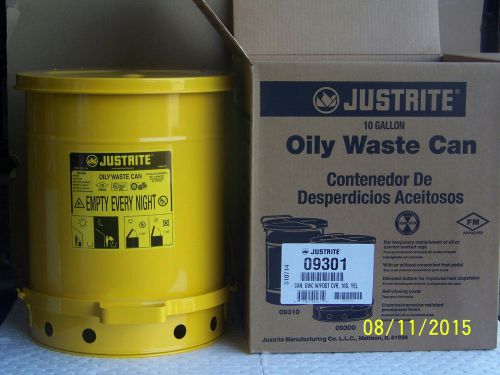 Justrite 09301 Oily Waste Can CAN, OWC W/FOOT CVR, 10G, YELLOW 10 Gallon  NEW