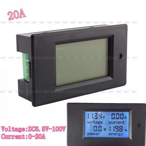 DC6.5-100V 4 in 1 DC 20A LCD Monitor Combo meter Voltage current KWh watt Power