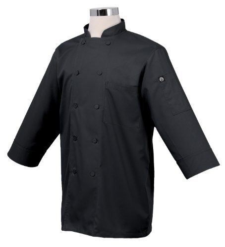 Chef Works JLCL-BLK-3XL Basic 3/4 Sleeve Chef Coat, Black, 3XL