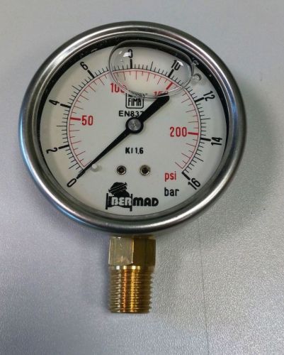 NUOVA FIMA EN 837-1 bourdon tube pressure gauge liquid filled, 16bar 250 psi