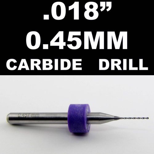 .018&#034; 0.45mm #77 - one carbide drill bit - models hobby pcb cnc dremel r/s for sale