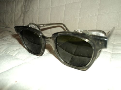 Vintage Safety Glasses With Green Lenses And Metal Mesh Sides