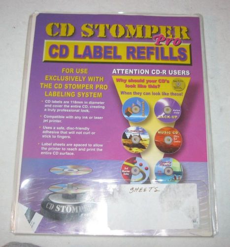 CD Stomper Pro CD Jewel Case Insert Label Refills 16 Sheets Opened 2001