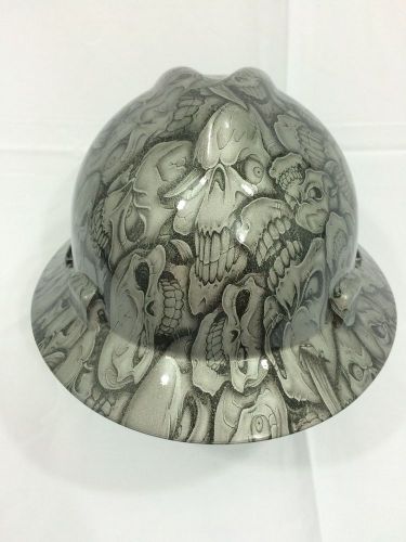New custom msa v-gard hard hat w/fas-trac ratchet insanity silver wide brim for sale