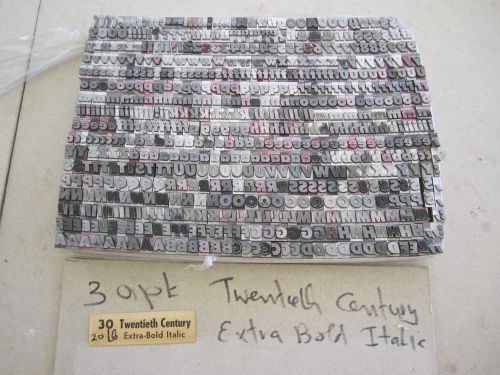 30PT 20TH CENTURY EXTRA BOLD ITAL.  Complete set, cap, lower case, numbers ETC.