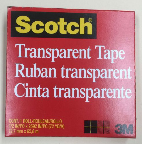 LOT 6 Scotch 3M Transparent Clear Tapes 1/2 inch x72 Yards 3&#034; Inch Core Item#600