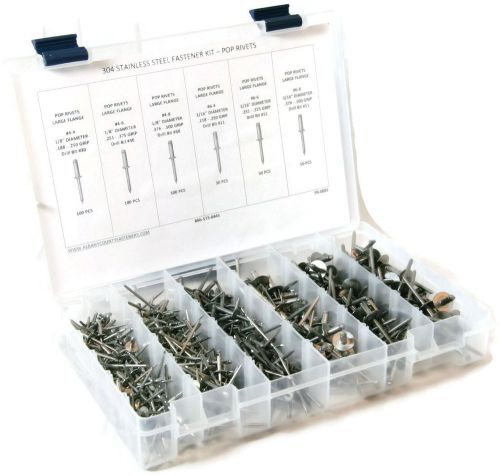 304 stainless steel large flange rivet fastener assortment kit - 451pc-# 4 to #6 for sale