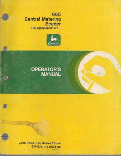 John Deere 665 Central Metering Seeder Operator&#039;s Manual