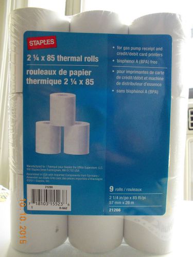 Staples 2-1/4&#034; x 85&#039; Thermal Gas Pump Rolls, 9/Pack