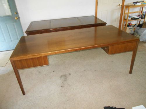 Vintage STOW DAVIS Solid Walnut Oversized Mid Century Executive Desk