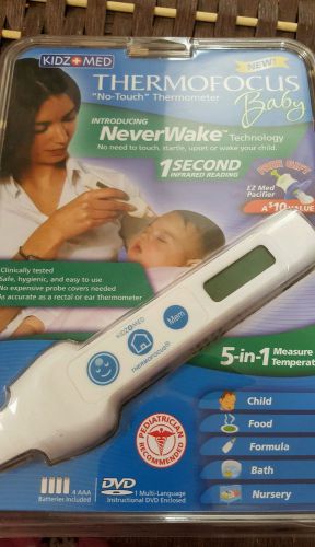 KIDZ MED THERMOFOCUS BABY NO TOUCH THERMOMETER &#034;NEVER WAKE&#034; 1 SECOND INFRARED