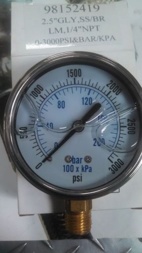 Liquid-Filled gly  Pressure Gauge 0 to 3000 PSI 2.5&#034; Face