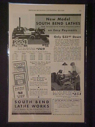 Old ~south bend machinist tool machine lathe art print ad~ original antique 1931 for sale