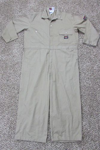 Men&#039;s Rasco FR Flame Resistant Khaki Coveralls Overalls 7.5 oz 100% Cotton 54R