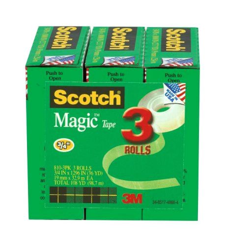 Scotch Magic Tape, 3/4 x 1296 Inches, Boxed, 3 Rolls (810-3PK)