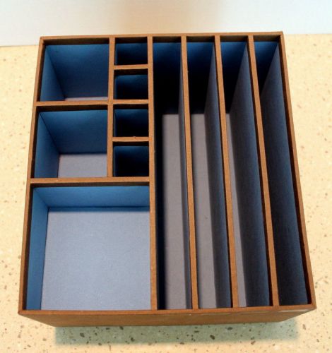 REAL SIMPLE BROWN BLUE DESKTOP 11 COMPARTMENT ART CRAFT OFFICE SUPPLY ORGANIZER