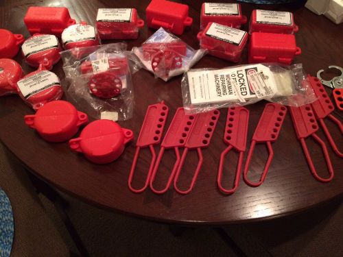 Lot of 43 brady lockouts various parts and sizes  and tags for sale