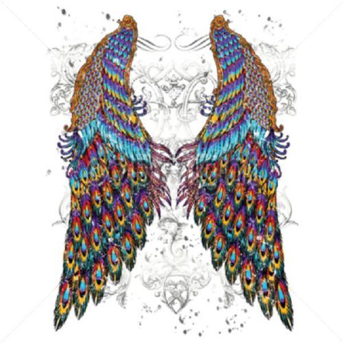 Peacock Wings HEAT PRESS TRANSFER for T Shirt Tote Sweatshirt Quilt Fabric 042f