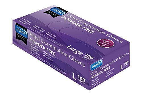 Exam grade powder free stretch vinyl gloves large 100 count pack 10 for sale