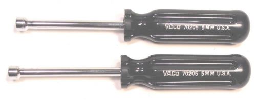 2 NOS Vaco USA machinist mechanic 5mm NUT DRIVER 3&#034; SHANK #70205
