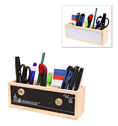 Wooden desk organizer / pen holder / office supplies caddy with dual chalk &amp; dry for sale