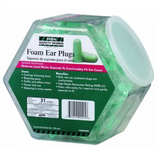 Expandable Foam Ear Plugs in Counter Display, 100-Pair Safety Works 10059484