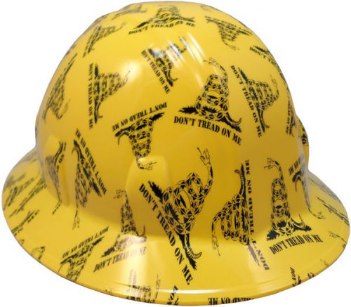 Hydro dipped full brim white hard hat w/ ratchet suspension - don&#039;t tread on me for sale