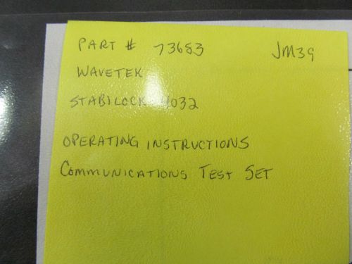 Wavetek 4032: Communication Test Set Operating Instructions (copy)