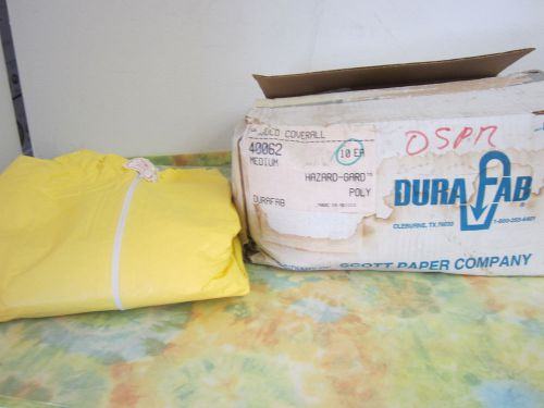Box of 10 DURA FAB Hooded Coverall Hazard-Gard Poly Size Medium, PE Coated Tyvek