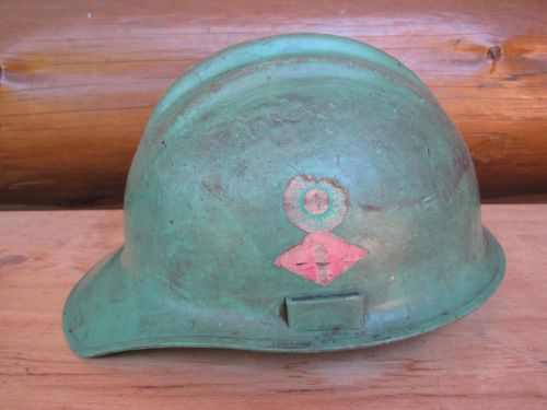 Vintage 1970&#039;s green foreman&#039;s bullard hard boiled safety hat helmet us steel for sale