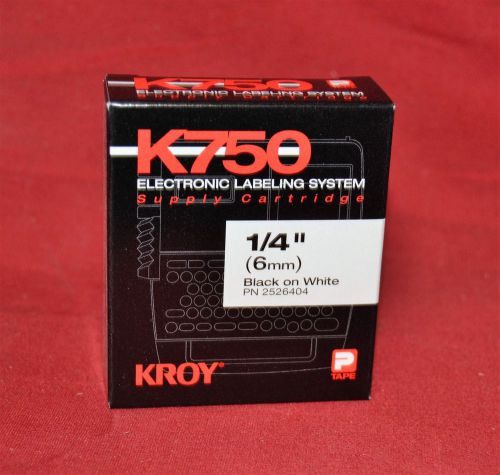 NEW Kroy K750 PN: 2526404 Black on White 1/4&#034;x26&#039; Supply Cartridge Label Tape  D