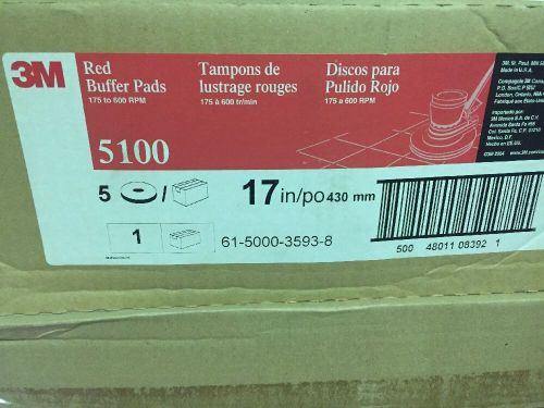 3m 5100 17&#034; red floor buffer pads 5 count case 175 to 600 rpm for sale
