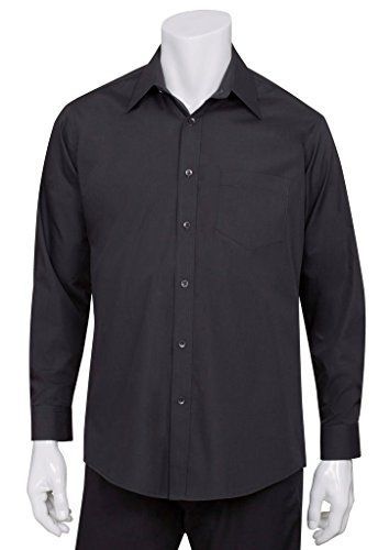 Chef Works D150-BLK-S Dress Shirt, Black, Small