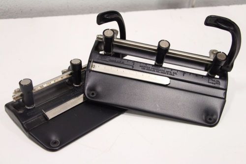 Lot of (2) Master Products 5340B Adjustable 3-Hole Paper Punch Lever Action USA