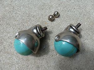 Pair Vintage Noelting Faultless Chrome Ball Swivel Casters Blue Urethane