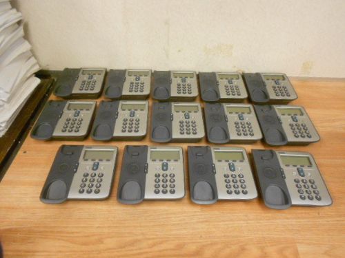 One lot of 14 cisco systems 7912 series cp-7912g-a v01 voip ip gray phones works for sale