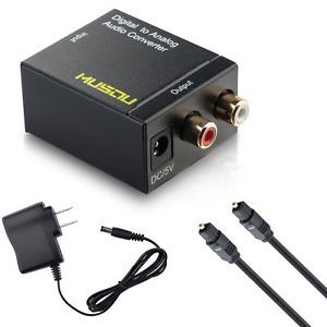 Musou Digital Optical Coax to Analog RCA Audio Converter Adapter with Fiber Cab