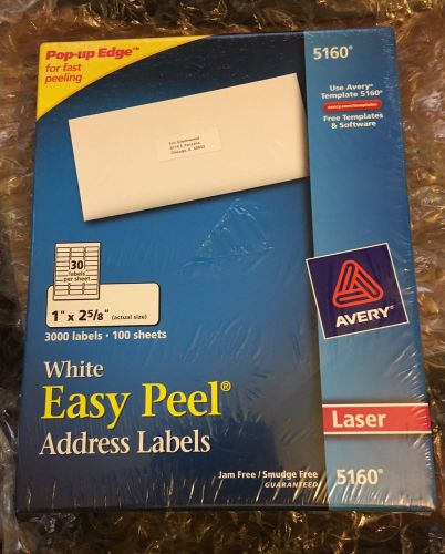 Avery White Easy Peel White Address Labels*1&#034; x 2 5/8&#034;*3000/Box*100 Sheets*5160