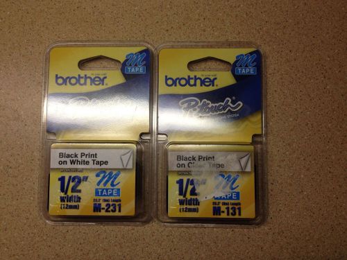 Lot of 2 Brother P Touch M Tape M-131 Clear &amp; M-231  White