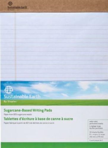 Staples Sustainable Earth Wide Ruled Perf Notepad White 8-1/2x11-3/4 12PK 16767