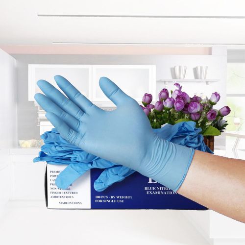 Nitrile disposable gloves powder free 5 mil thick tear resistant non latex large for sale