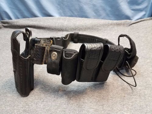 Police Duty Gun Leather Belt Security/Law fits glock Lot 1 Black EUC