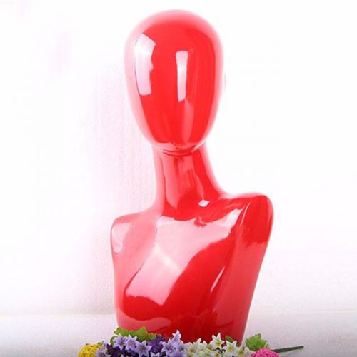 Cosmetology Manikin Mannequin Hat Jewelry Necklace Glass Display Stand Red Color