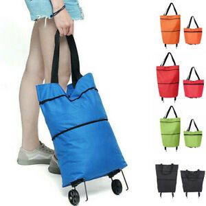 Unisex Foldable Shopping Bag Trolley Oxford Cart On Wheels Reusable Handbag Bags