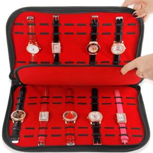 Leather Velvet 20 Watches Storage Bag Organizer Holder Display Box Case
