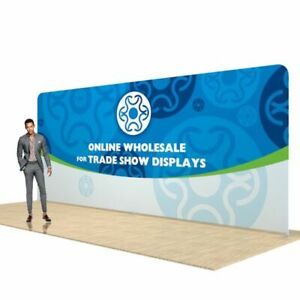 20ft Straight Fabric Tension Display Trade Show Back Wall POP UP with Graphic