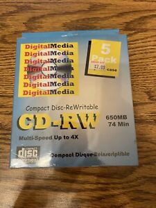 DigitalMedia 5 Pk CD-RW Compact Disc Rewritable 650MB 74 Min Multi Speed To 4X