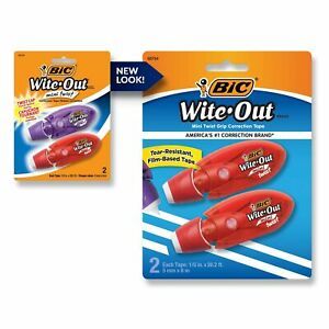 BIC Wite-Out Brand Mini Twist Correction Tape, White, 2-Count, Compact and Co...
