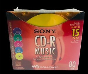 Sony CD-R Music 80 minute 15CRM80LX2 Jewel Cases New 15 Pack Factory Sealed